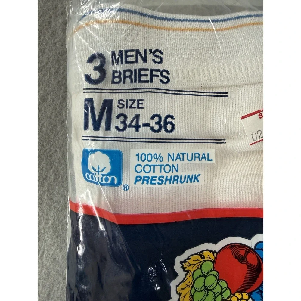 VTG 90s Fruit of the Loom 3 Pack Mens Briefs M 34-36 1992 Underwear USA Cotton